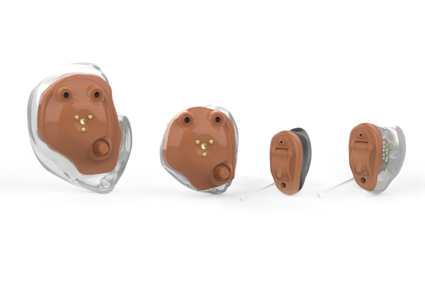 Custom hearing aids in In the ear (ITE) and In the canal (ITC) rechargeable, Invisible in the canal (IIC) and Completely in canal (CIC) styles